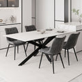 Τραπέζι Bethan sintered stone λευκό-μαύρα μεταλλικά πόδια 180x90x75εκ