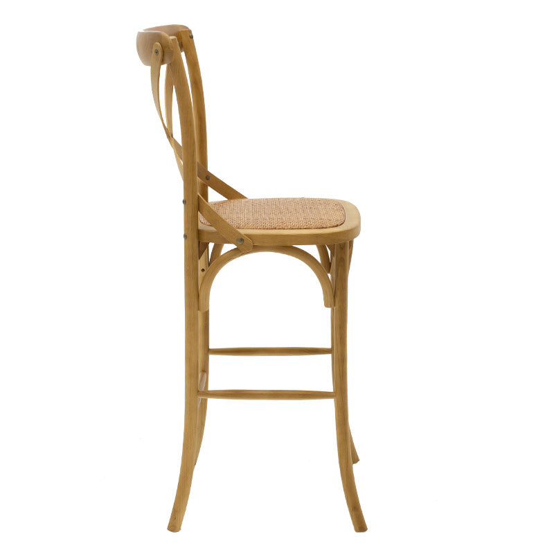 Σκαμπό μπαρ Reid ξύλο sonoma-έδρα καφέ rattan