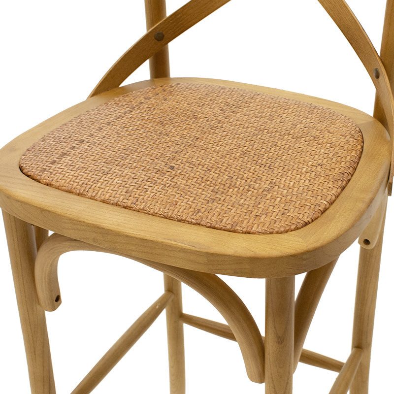 Σκαμπό μπαρ Reid ξύλο sonoma-έδρα καφέ rattan