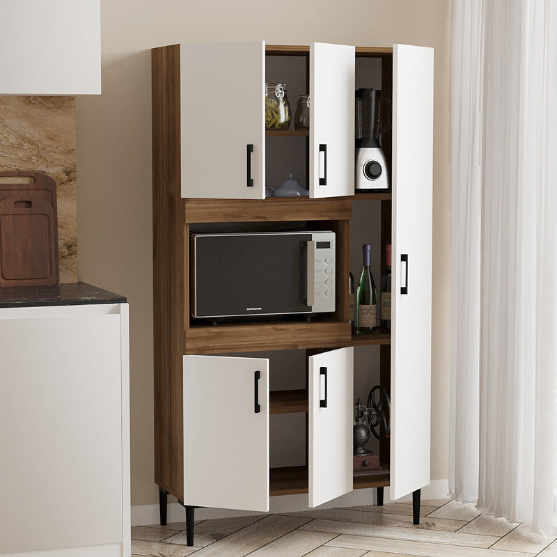Ντουλάπα κουζίνας Defne χρώμα λευκό-καρυδί 89x37.5x160εκ