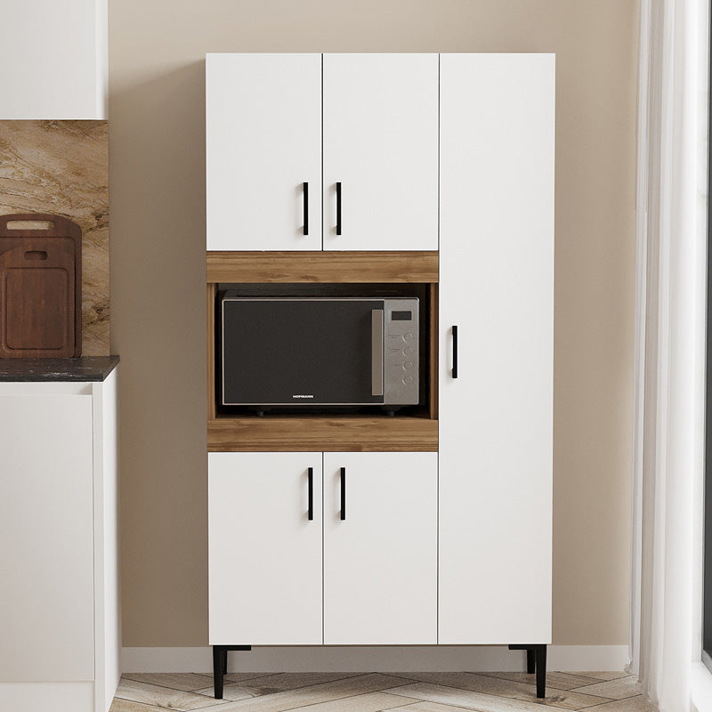 Ντουλάπα κουζίνας Defne χρώμα λευκό-καρυδί 89x37.5x160εκ