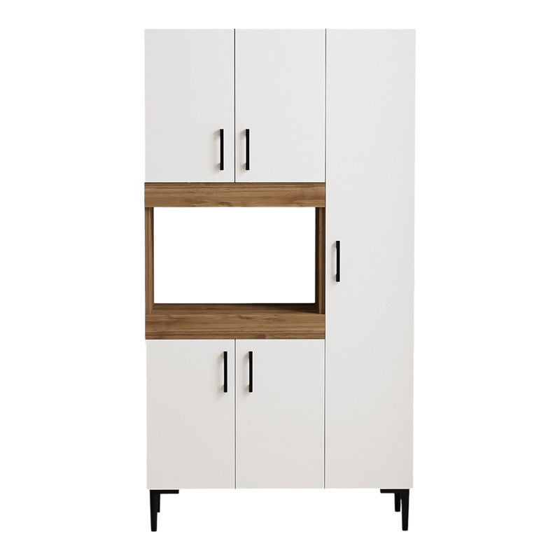 Ντουλάπα κουζίνας Defne χρώμα λευκό-καρυδί 89x37.5x160εκ