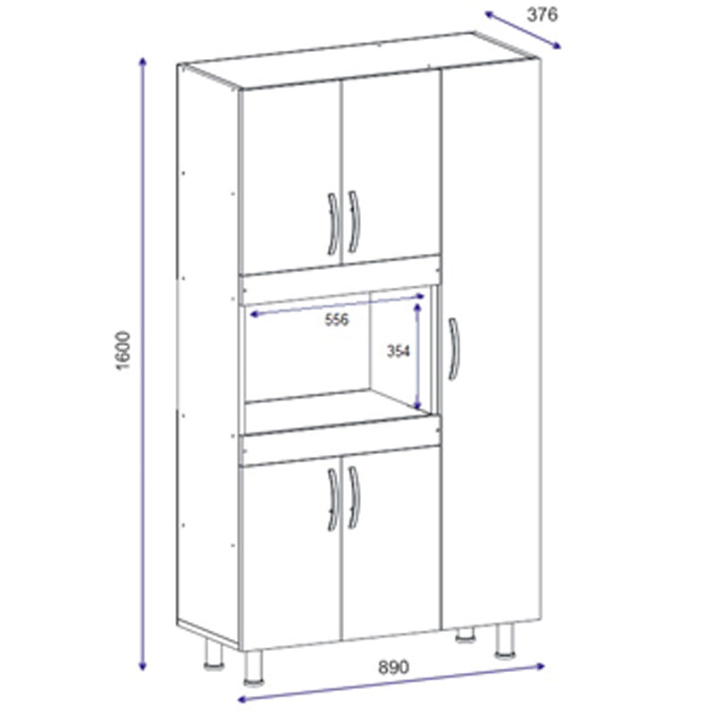 Ντουλάπα κουζίνας Defne χρώμα λευκό-καρυδί 89x37.5x160εκ