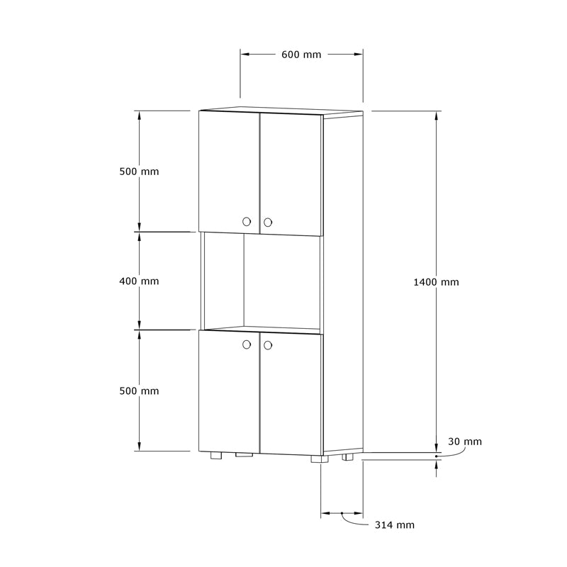 Στήλη Guzel σε λευκή απόχρωση 60x31.4x140εκ