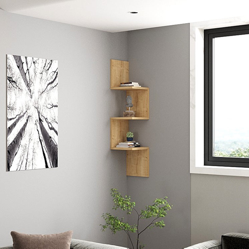 Ραφιέρα γωνιακή τοίχου Insta σε oak απόχρωση 25x25x105,5εκ