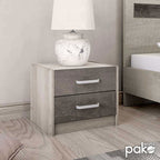 Κομοδίνο OLYMPUS με 2 συρτάρια χρώμα castillo-toro 47,5x40,5x40,5εκ