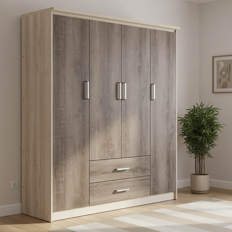 Ντουλάπα ρούχων τετράφυλλη OLYMPUS χρώμα castillo-toro 159x57x183εκ