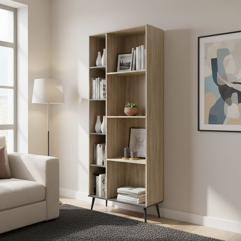 Βιβλιοθήκη Zezan σε sonoma-ανθρακί απόχρωση 76.5x30x200.5εκ