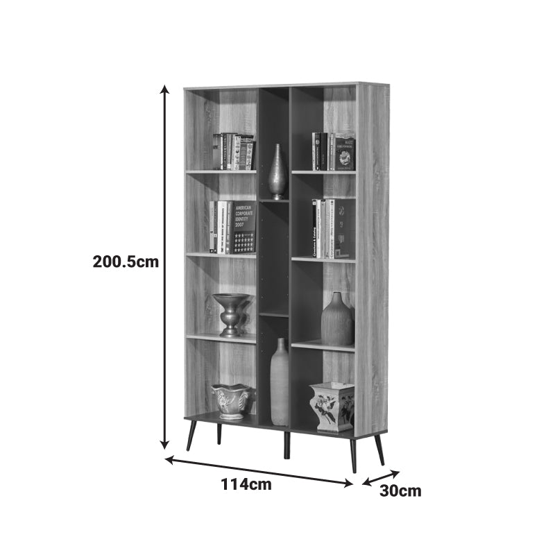 Βιβλιοθήκη Zezan σε sonoma-ανθρακί απόχρωση 114x30x200.5εκ