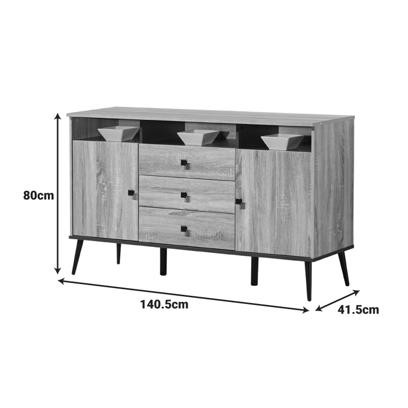Μπουφές Zezan σε sonoma-ανθρακί απόχρωση 140.5x41.5x80εκ