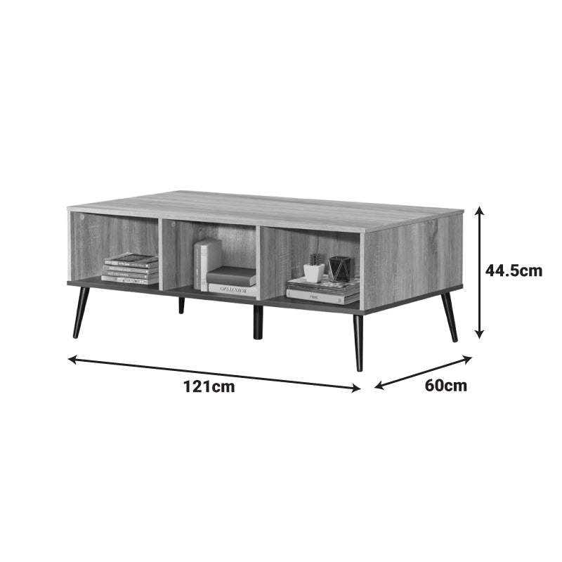 Τραπέζι σαλονιού Zezan σε sonoma-ανθρακί απόχρωση 121x60x44.5εκ