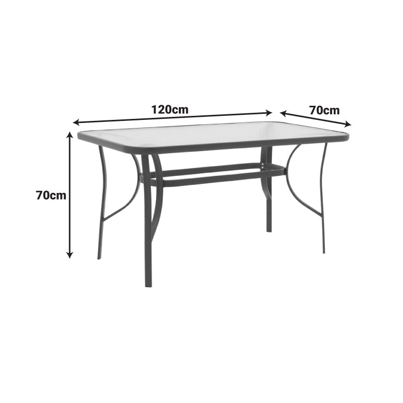 Τραπέζι Ensure μέταλλο καφέ-γυαλί 120x70x70εκ