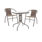 Tραπεζαρία Obbi-Watson σετ 3τεμ καφέ μέταλλο-pe rattan 60x60x70εκ