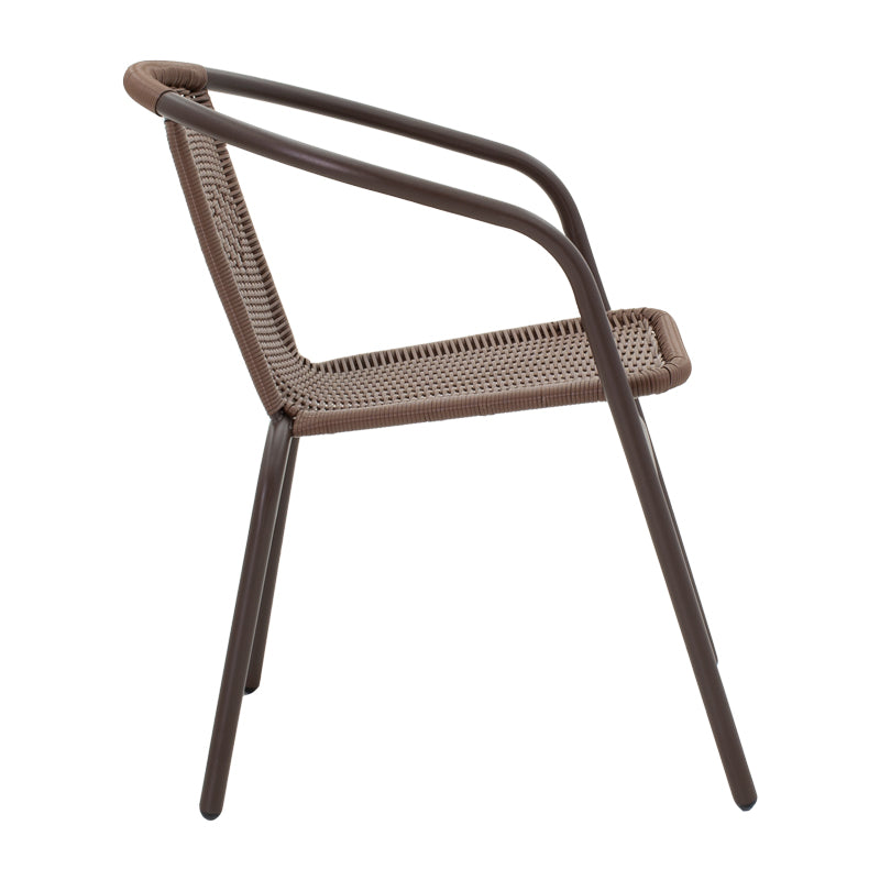 Tραπεζαρία Obbi-Watson σετ 3τεμ καφέ μέταλλο-pe rattan 60x60x70εκ