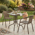 Tραπεζαρία Obbi-Watson σετ 3τεμ καφέ μέταλλο-pe rattan 60x60x70εκ