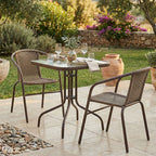 Tραπεζαρία Obbi-Watson σετ 3τεμ καφέ μέταλλο-pe rattan 60x60x70εκ