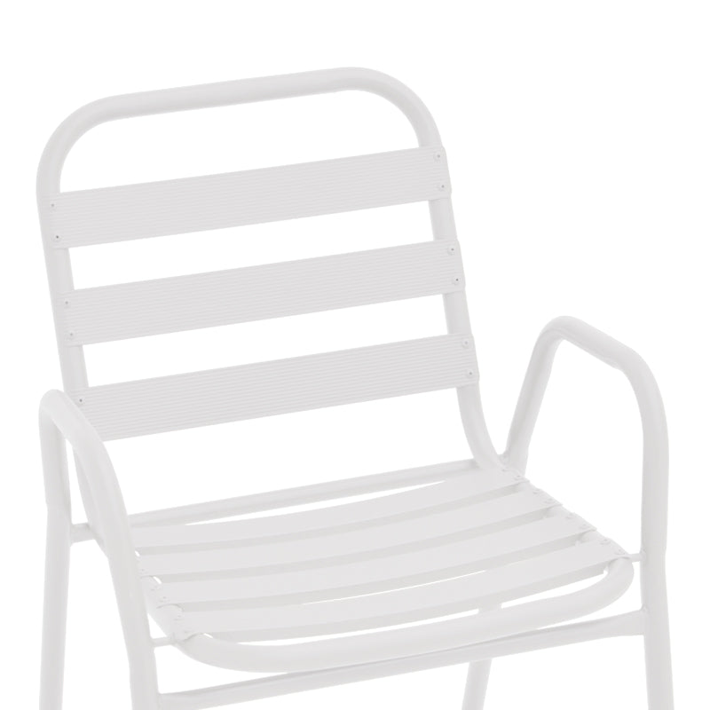 Πολυθρόνα Sussie στοιβαζόμενη λευκό μέταλλο με φέτες αλουμινίου 54x58x78εκ
