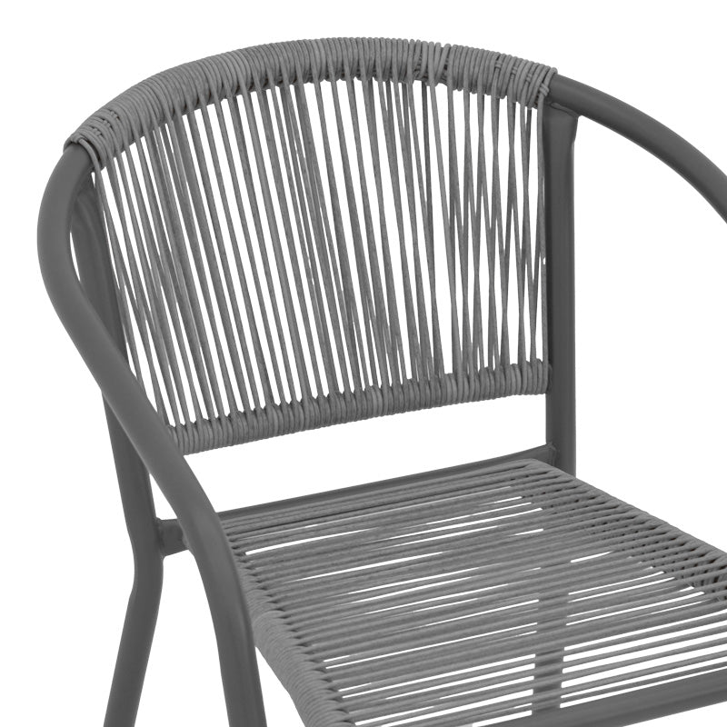 Πολυθρόνα Lindaria στοιβαζόμενη μέταλλο-pe rattan σε ανθρακί απόχρωση 54x63x74εκ