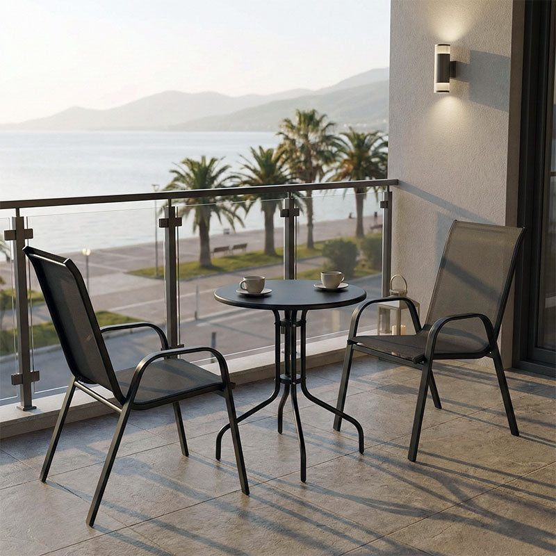 Τραπεζαρία Vergo-Calan 3τεμ μαύρο μέταλλο Φ60x70εκ