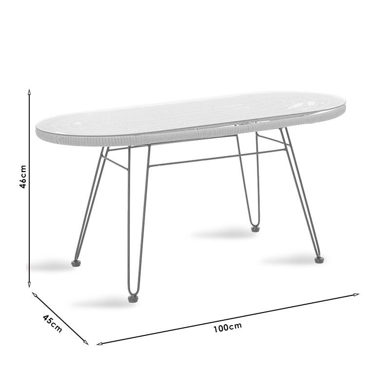 Τραπέζι Naoki μέταλλο μαύρο-pe γκρι-γυαλί 100x45x46εκ