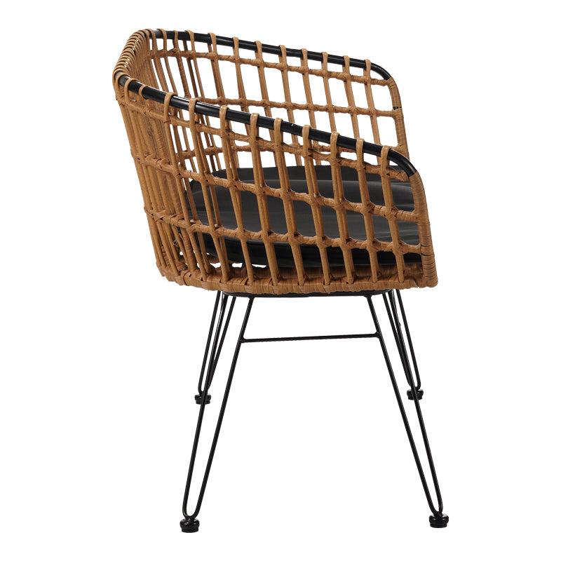 Καναπές 2θέσιος Naoki μέταλλο μαύρο-pe φυσικό 120x55x79εκ