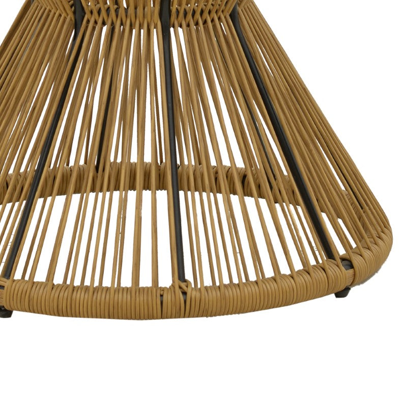 Τραπέζι Mabil rattan φυσικό-γυαλί Φ50x55εκ