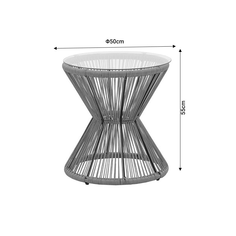 Τραπέζι Mabil rattan φυσικό-γυαλί Φ50x55εκ