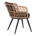 Πολυθρόνα Naoki pe rattan -metal σε φυσική απόχρωση με μαύρα πόδια/μαξιλάρι 62x60x80εκ