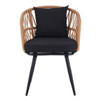Πολυθρόνα Naoki pe rattan -metal σε φυσική απόχρωση με μαύρα πόδια/μαξιλάρι 62x60x80εκ