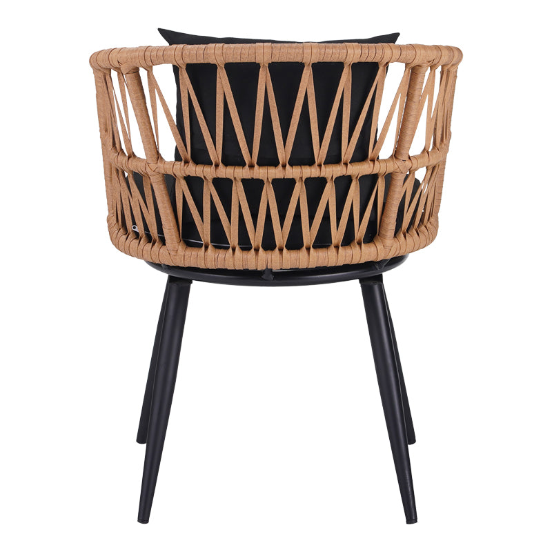 Πολυθρόνα Naoki pe rattan -metal σε φυσική απόχρωση με μαύρα πόδια/μαξιλάρι 62x60x80εκ