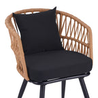 Πολυθρόνα Naoki pe rattan -metal σε φυσική απόχρωση με μαύρα πόδια/μαξιλάρι 62x60x80εκ