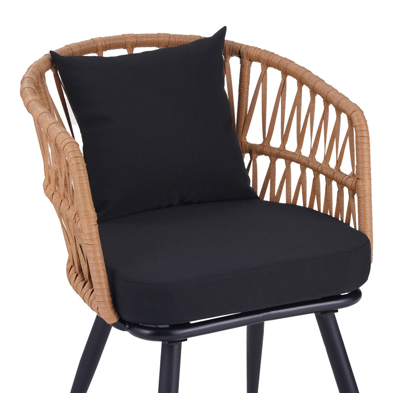Πολυθρόνα Naoki pe rattan -metal σε φυσική απόχρωση με μαύρα πόδια/μαξιλάρι 62x60x80εκ