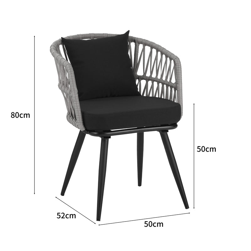 Πολυθρόνα Naoki pe rattan -metal σε φυσική απόχρωση με μαύρα πόδια/μαξιλάρι 62x60x80εκ