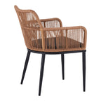 Πολυθρόνα Naoki pe rattan -metal σε φυσική απόχρωση με μαύρα πόδια/μαξιλάρι 59x62.5x82εκ