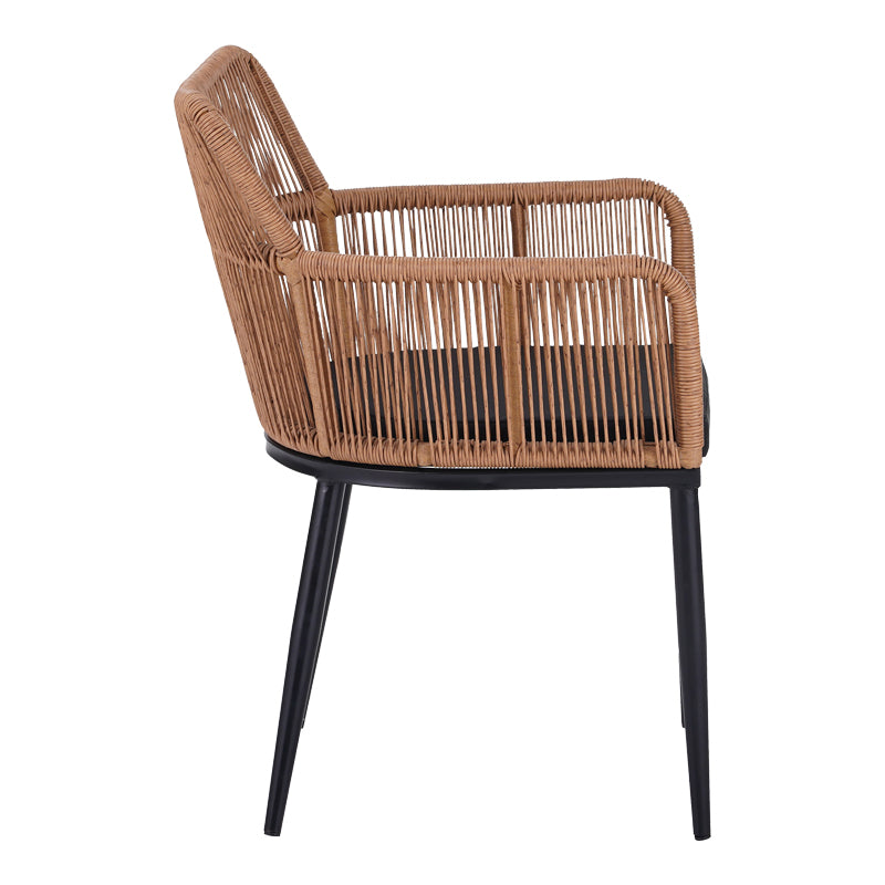 Πολυθρόνα Naoki pe rattan -metal σε φυσική απόχρωση με μαύρα πόδια/μαξιλάρι 59x62.5x82εκ