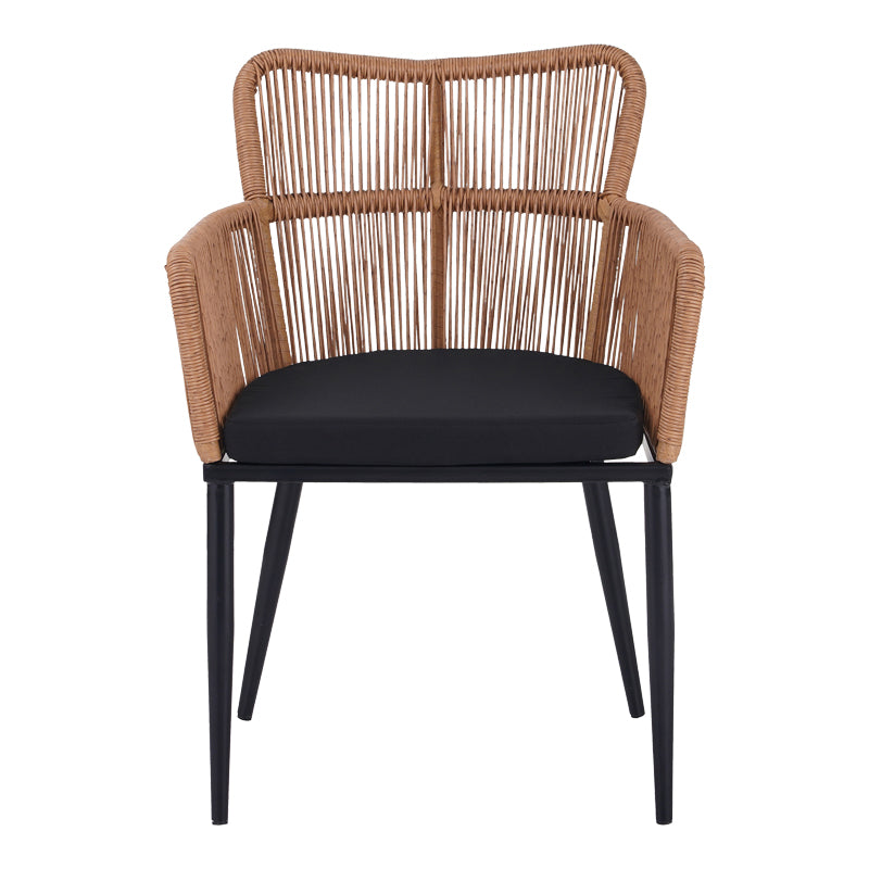 Πολυθρόνα Naoki pe rattan -metal σε φυσική απόχρωση με μαύρα πόδια/μαξιλάρι 59x62.5x82εκ