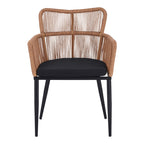 Πολυθρόνα Naoki pe rattan -metal σε φυσική απόχρωση με μαύρα πόδια/μαξιλάρι 59x62.5x82εκ