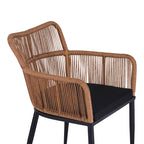 Πολυθρόνα Naoki pe rattan -metal σε φυσική απόχρωση με μαύρα πόδια/μαξιλάρι 59x62.5x82εκ