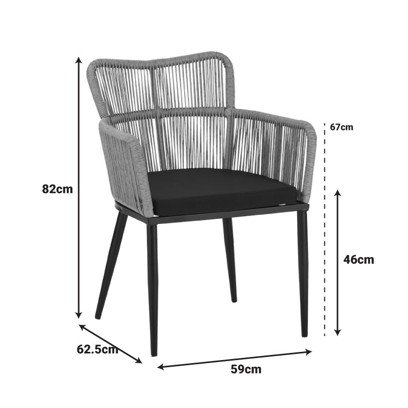 Πολυθρόνα Naoki pe rattan -metal σε φυσική απόχρωση με μαύρα πόδια/μαξιλάρι 59x62.5x82εκ