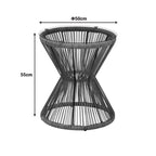Τραπέζι Mabil γυαλί - pe rattan σε γκρι απόχρωση Φ50x55εκ