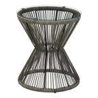 Τραπέζι Mabil γυαλί - pe rattan σε γκρι απόχρωση Φ50x55εκ