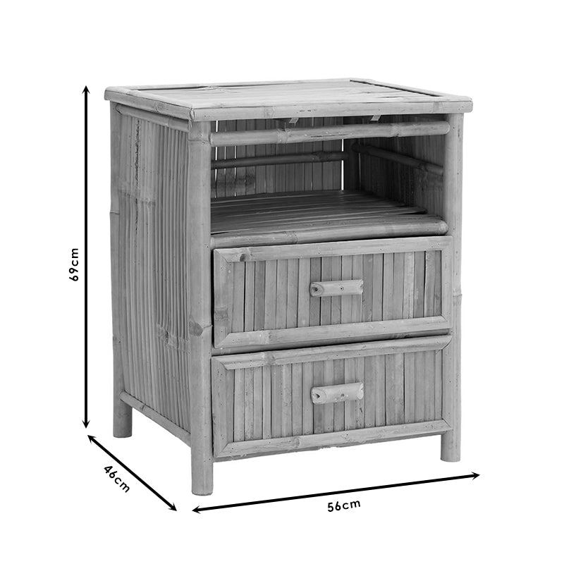 Κομοδίνο Ofra bamboo φυσικό 56x46x69εκ