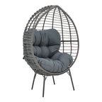 Πολυθρόνα Nestie wicker rattan γκρι-μεταλλικό γκρι πόδι-γκρι μαξιλάρι 102x80x155εκ