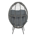 Πολυθρόνα Nestie wicker rattan γκρι-μεταλλικό γκρι πόδι-γκρι μαξιλάρι 102x80x155εκ