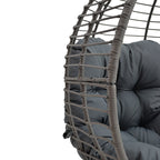 Πολυθρόνα Nestie wicker rattan γκρι-μεταλλικό γκρι πόδι-γκρι μαξιλάρι 102x80x155εκ