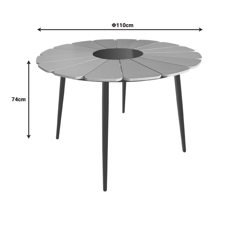 Τραπέζι Pinap μαύρο αλουμίνιο και plywood σε φυσική απόχρωση Φ110x74εκ