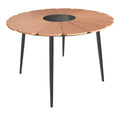 Τραπέζι Pinap μαύρο αλουμίνιο και plywood σε φυσική απόχρωση Φ110x74εκ