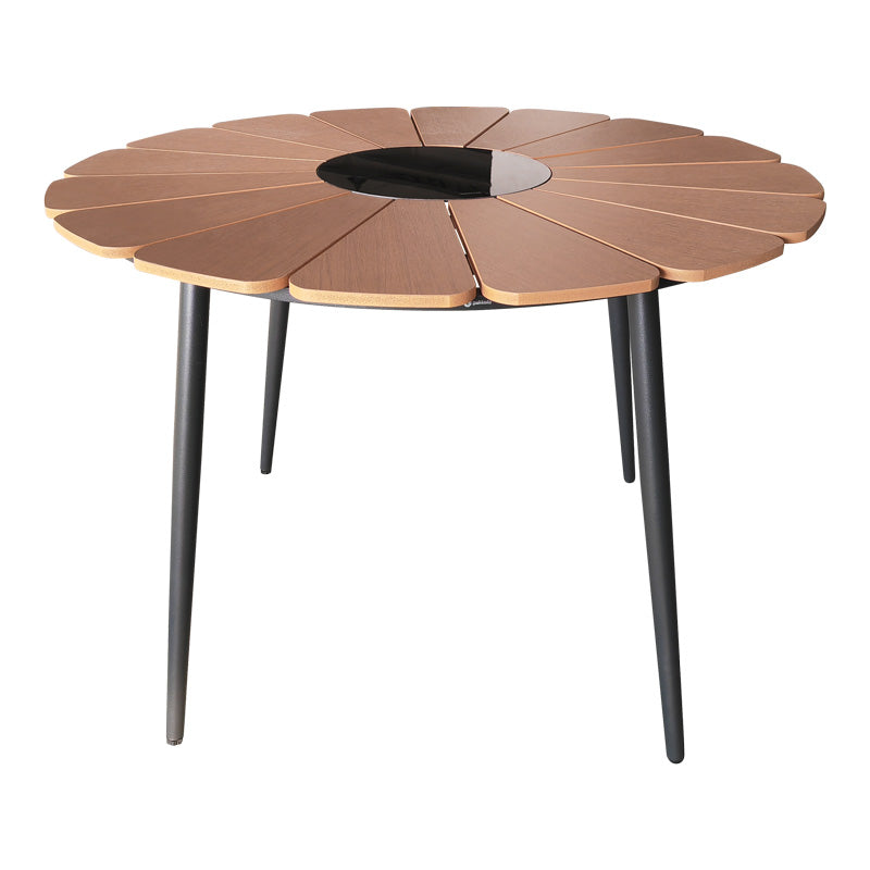 Τραπεζαρία Pinap-Dashiell σετ 5τεμ μαύρο αλουμίνιο και plywood σε φυσική απόχρωση Φ110x74εκ