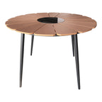 Τραπεζαρία Pinap-Dashiell σετ 5τεμ μαύρο αλουμίνιο και plywood σε φυσική απόχρωση Φ110x74εκ