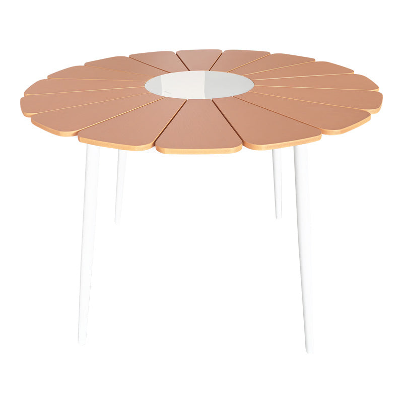Τραπεζαρία Pinap-Dashiell σετ 5τεμ λευκό αλουμίνιο και plywood σε φυσική απόχρωση Φ110x74εκ